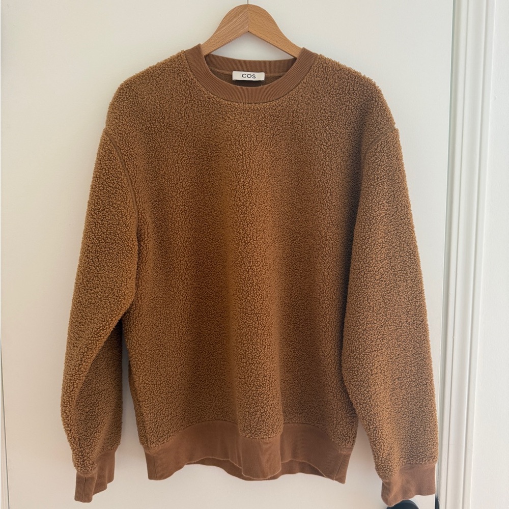 COS Brown Crewneck Sweater with Ribbed Details